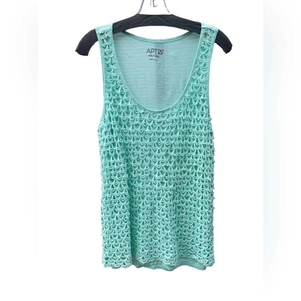 Apt.‎ 9 Aqua Tank top with Crochet Pattern New with Tags